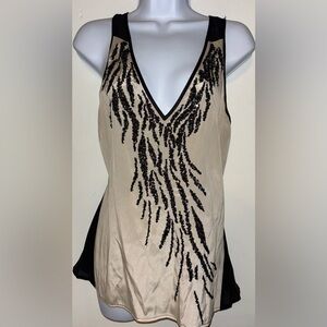 Bebe Black and Cream Sequin Top